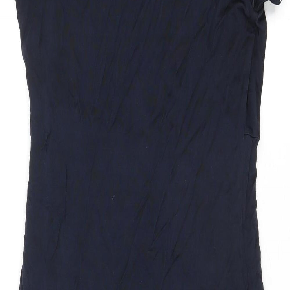 Marks and Spencer Womens Blue Viscose T-Shirt Dress Size 10 Cowl Neck Pullover