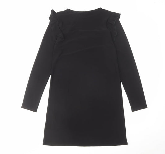 New Look Womens Black Polyester A-Line Size 8 Round Neck Pullover