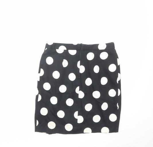 ASOS Womens Black Polka Dot Cotton A-Line Skirt Size 8 Zip