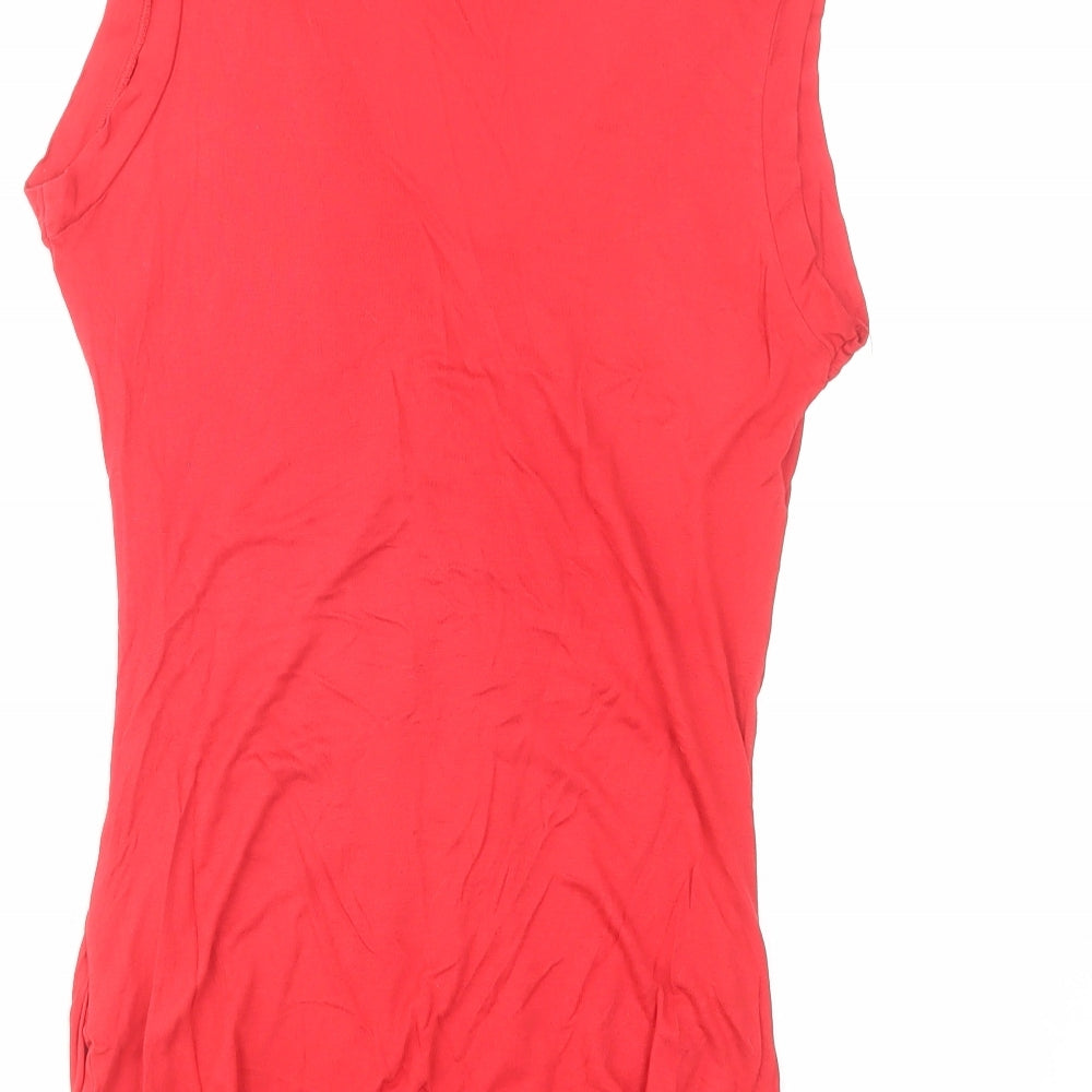 Womens UK Size M Zara Red Basic T-Shirt