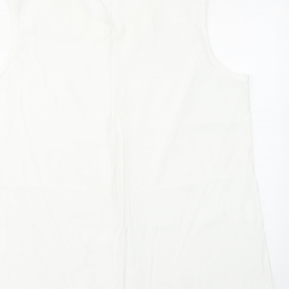 Foxy Lady Womens White Viscose Basic Button-Up Size 18 Round Neck