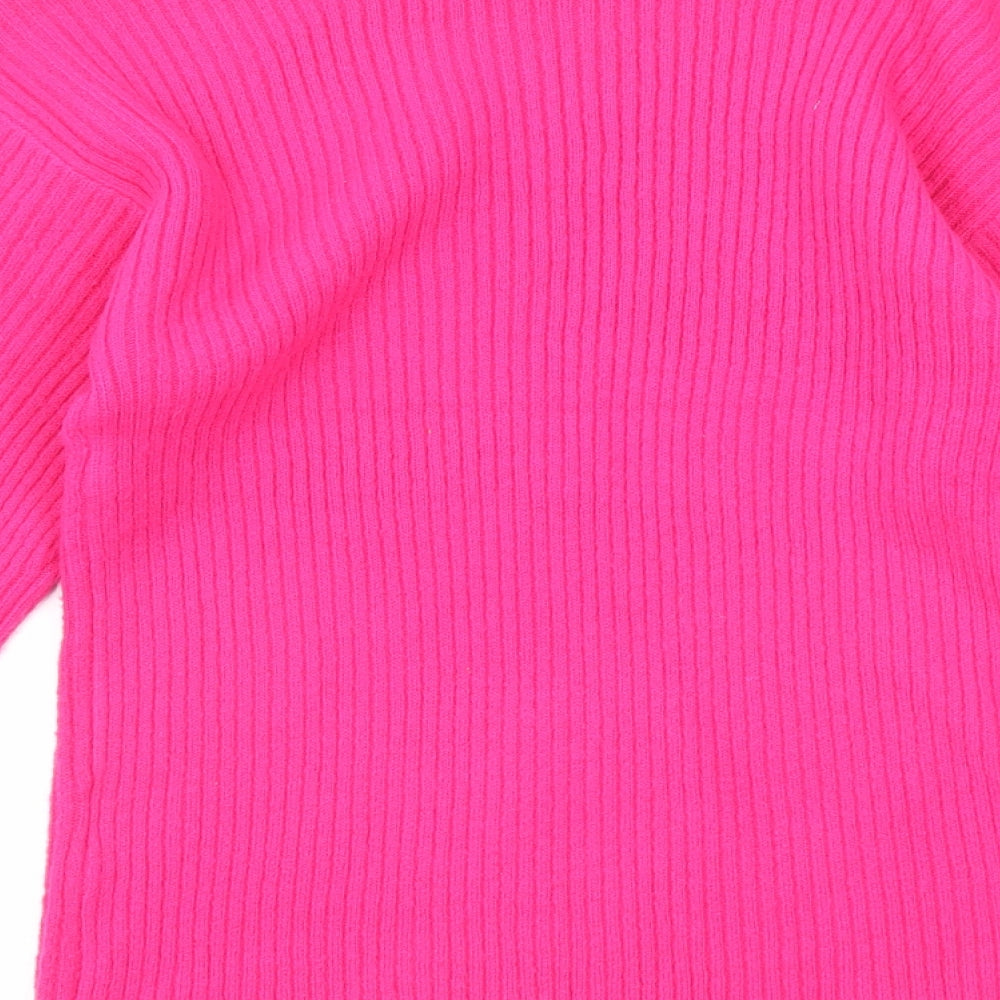 Glamorous Womens Pink Round Neck Acrylic Pullover Jumper Size 8