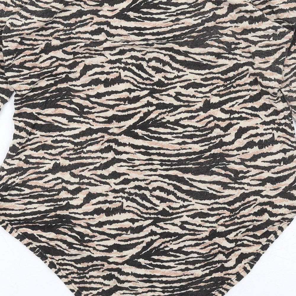 I SAW IT FIRST Womens Beige Animal Print Viscose Bodysuit One-Piece Size 10 Pullover - Tiger Print