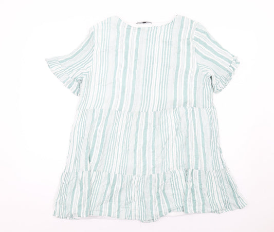 Womens UK Size 14 In the Style Green Basic Button-Up