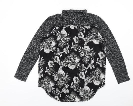 Womens UK Size XS H&M Black Basic Button-Up