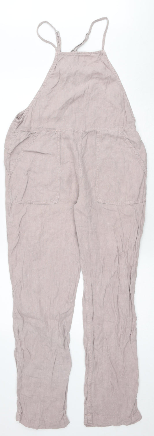 Additional front view of BDG women’s beige linen jumpsuit one-piece, size XS, 28-inch leg pullover