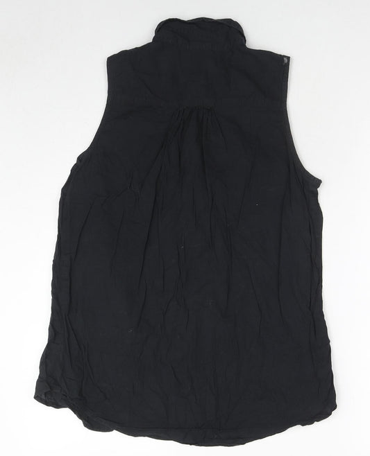 Golddigga Womens Black Cotton Basic Button-Up Size 12 Collared