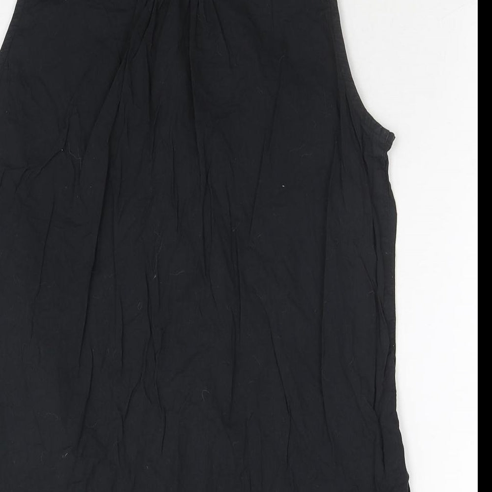 Womens UK Size 12 Golddigga Black Basic Button-Up
