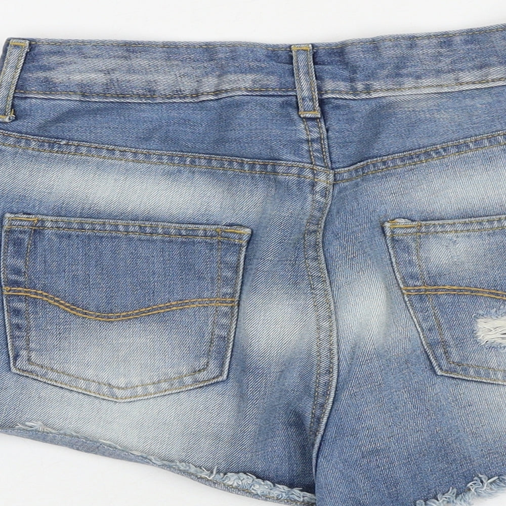 Denim & Co. Womens Blue 100% Cotton Cut-Off Shorts Size 8 L3 in Regular Zip