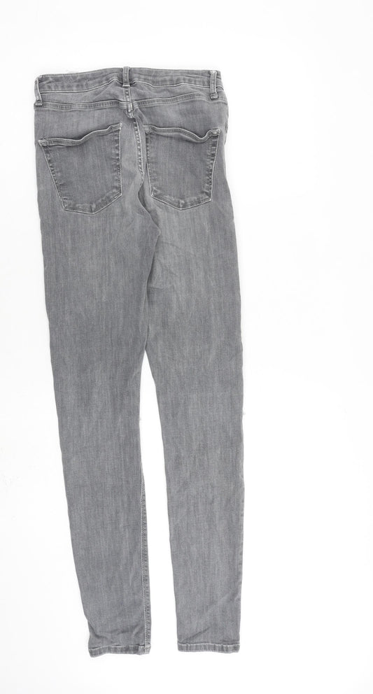 Topshop Womens Grey Cotton Skinny Jeans Size 28 in L34 in Regular Zip