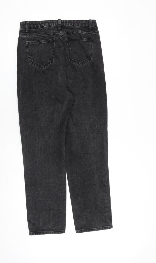 PRETTYLITTLETHING Womens Grey Cotton Straight Jeans Size 8 L28 in Regular Zip