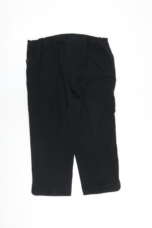 Bonmarché Womens Black Cotton Capri Trousers Size 12 L20 in Regular Zip