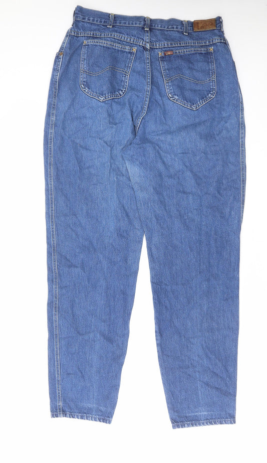 Lee Mens Blue Cotton Straight Jeans Size 32 in L32 in Regular Zip