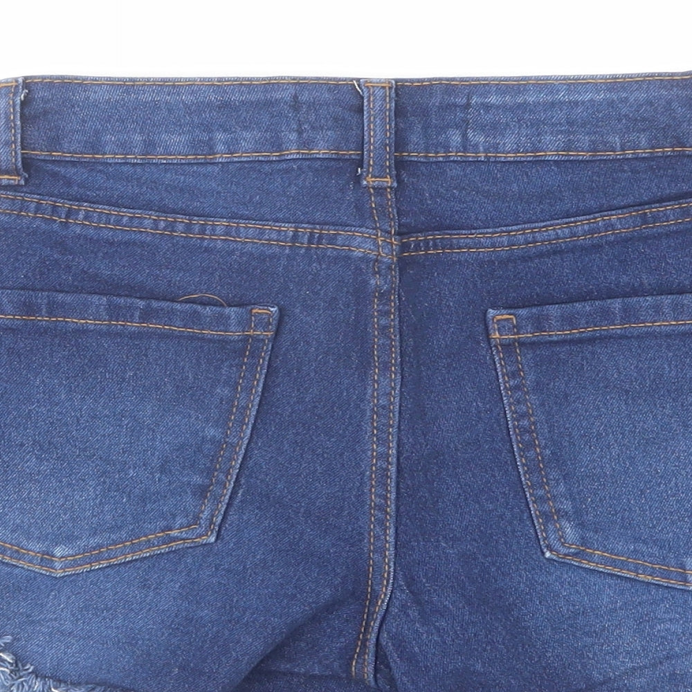 Denim & Co. Womens Blue Cotton Cut-Off Shorts Size 8 L3 in Regular Zip