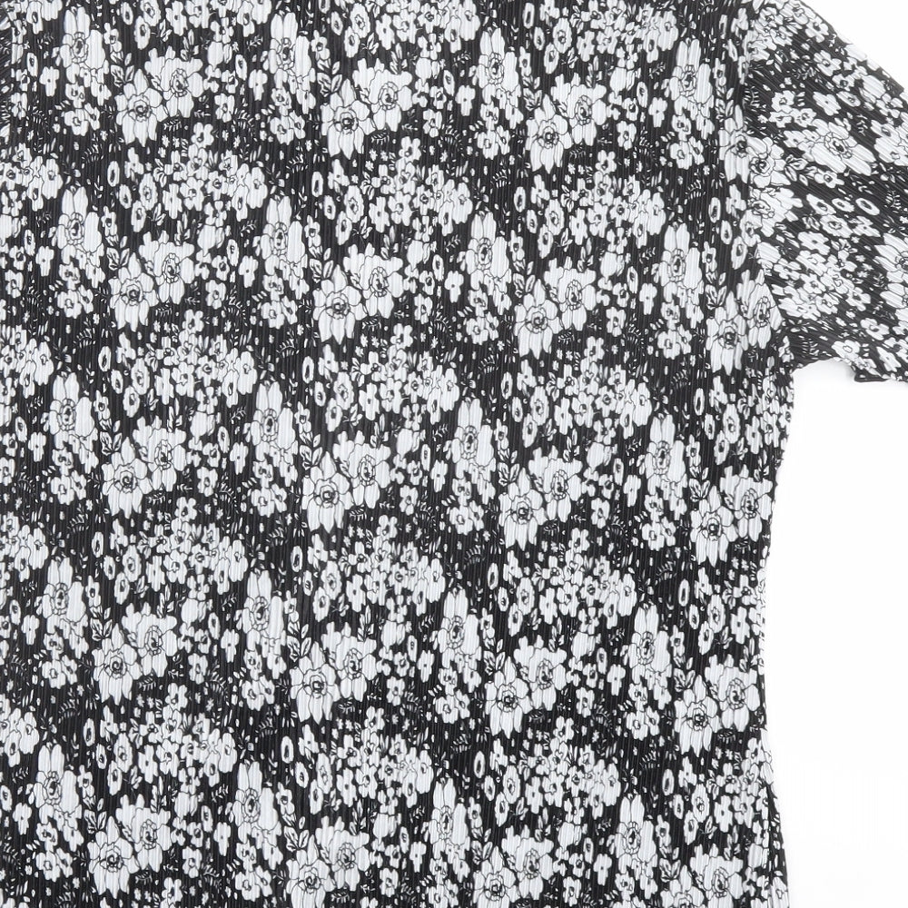 Autonomy Womens Black Floral Polyester Basic Button-Up Size 16 Collared