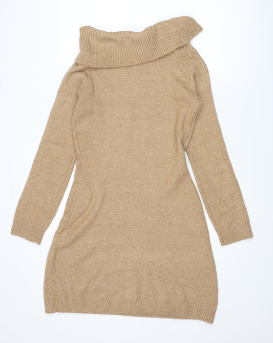 If It Were Me Womens Brown Roll Neck Acrylic Pullover Jumper Size M