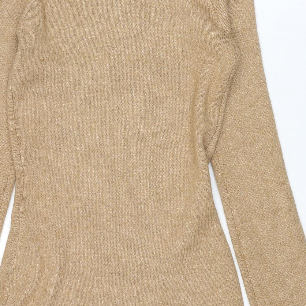 If It Were Me Womens Brown Roll Neck Acrylic Pullover Jumper Size M