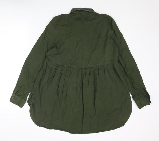 Womens UK Size S Zara Green Basic Blouse