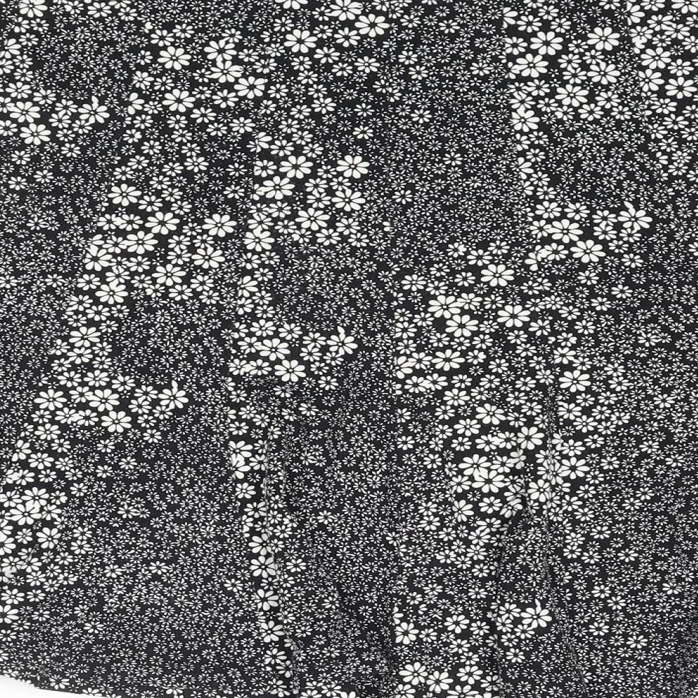 Marks and Spencer Womens Black Floral Viscose Swing Skirt Size 10
