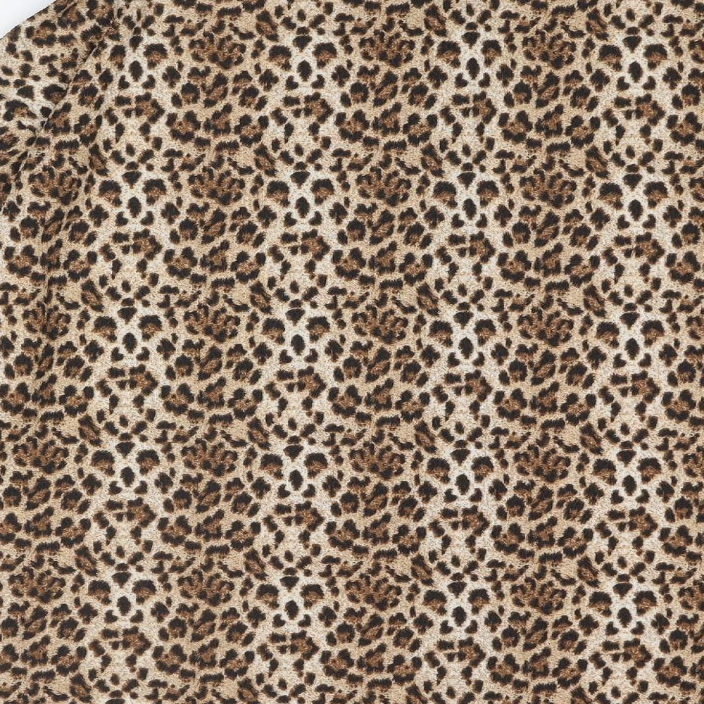 Womens UK Size 14 Max Brown Basic Button-Up