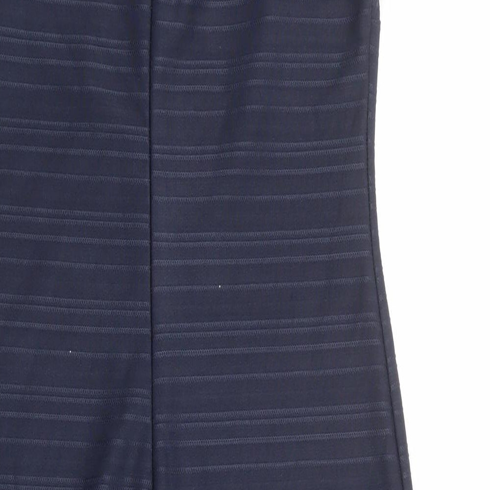 NEXT Womens Blue Striped Polyester Pencil Dress Size 12 Boat Neck Zip