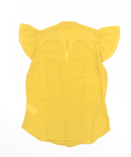 Womens UK Size 8 H&M Yellow Basic Button-Up