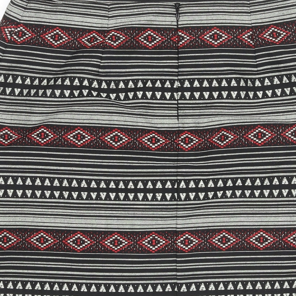Marks and Spencer Womens Multicoloured Geometric Polyester A-Line Skirt Size 10 Zip