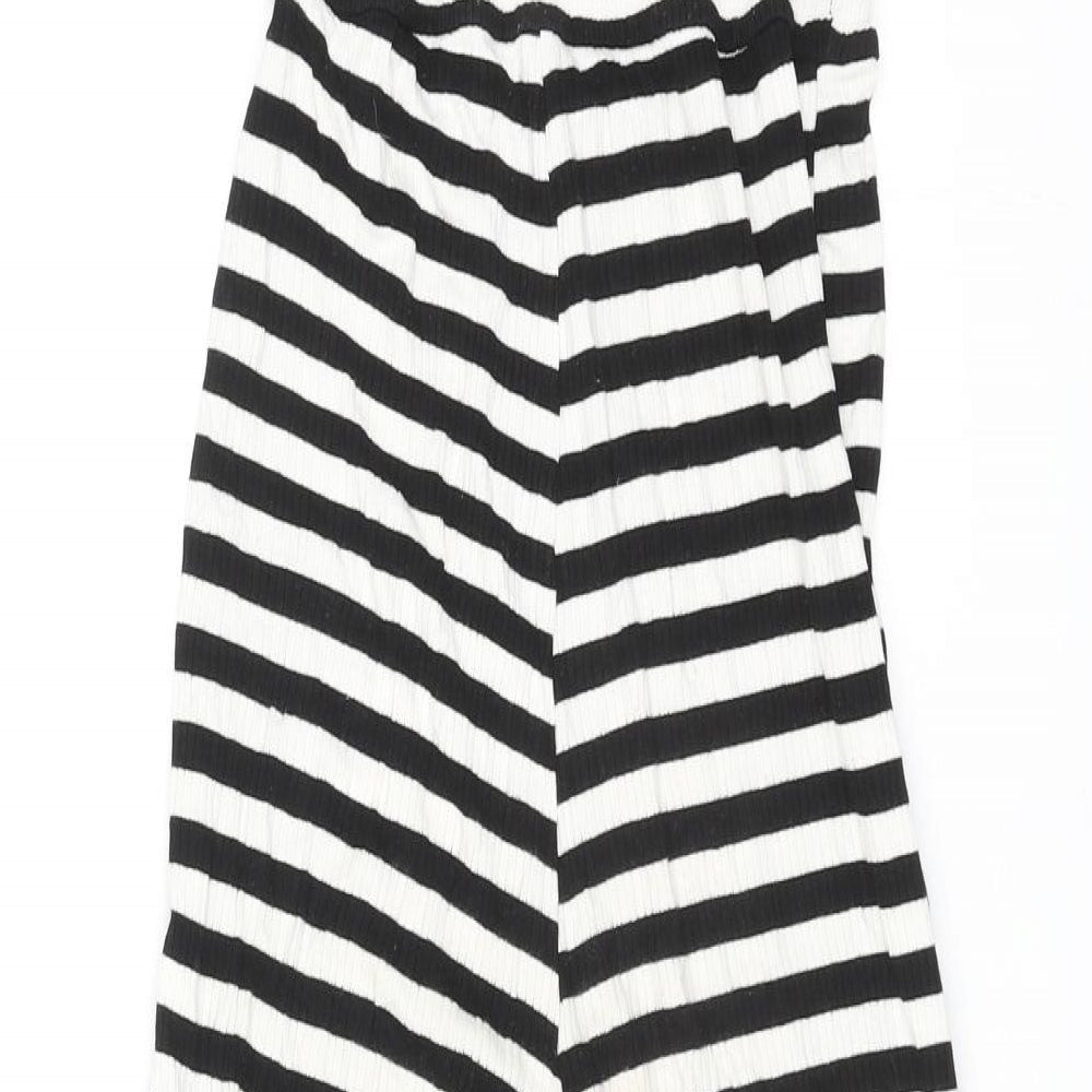 Topshop Womens Black Striped Viscose Jumpsuit One-Piece Size 10 L22 in Pullover