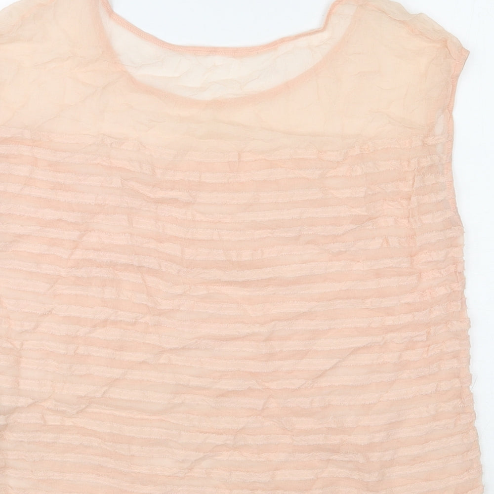 Biasa Womens Pink Polyester Basic T-Shirt Size S Round Neck