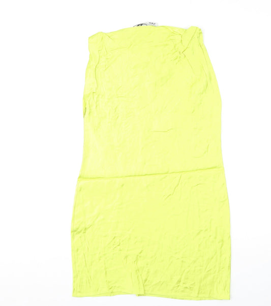 Zara Womens Green Viscose Mini Size S Boat Neck Pullover - Slash Neck
