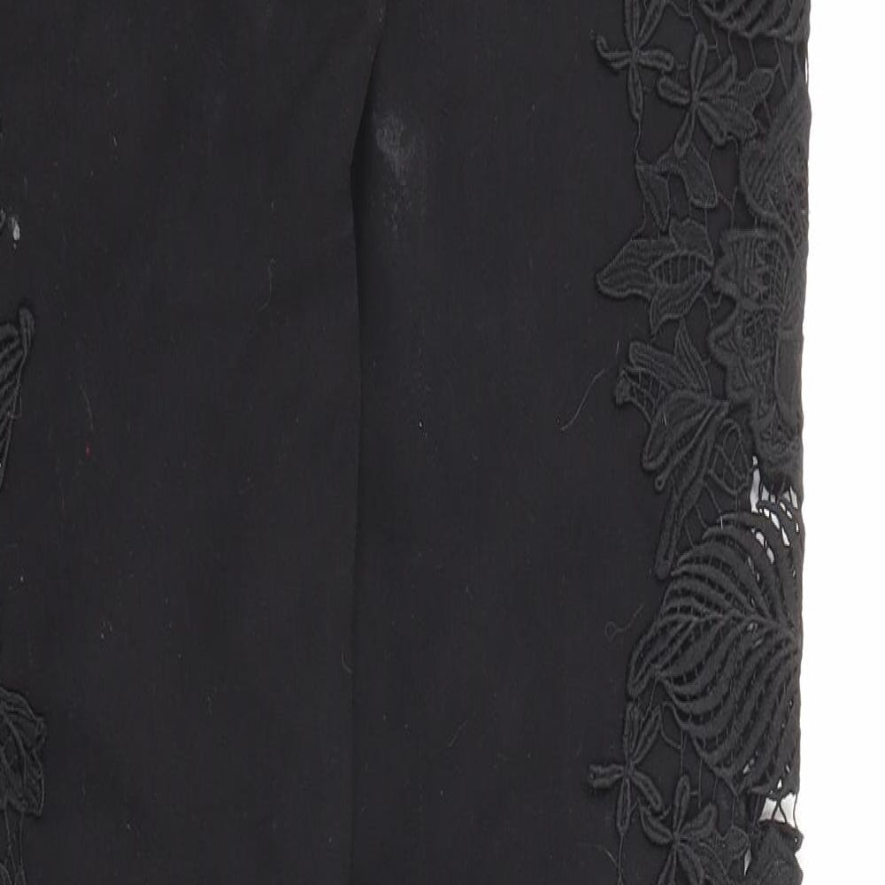 Quiz Womens Black Cotton Skinny Jeans Size 6 L31 in Regular Zip - Crocheted Lace Detail