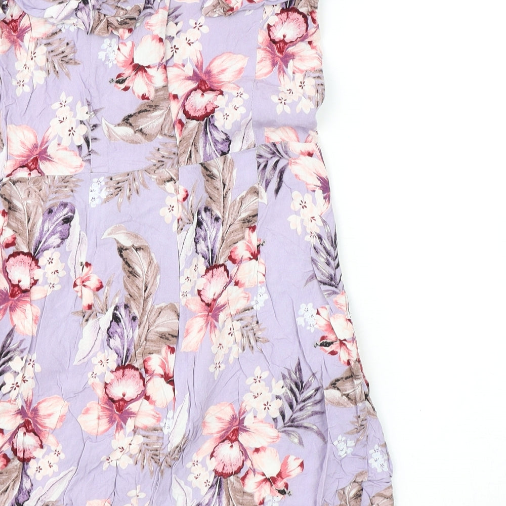 New Look Womens Purple Floral Viscose Playsuit One-Piece Size 10 L3 in Zip