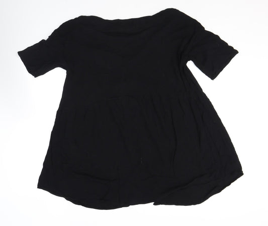 Womens UK Size 14 Missguided Black Basic Button-Up