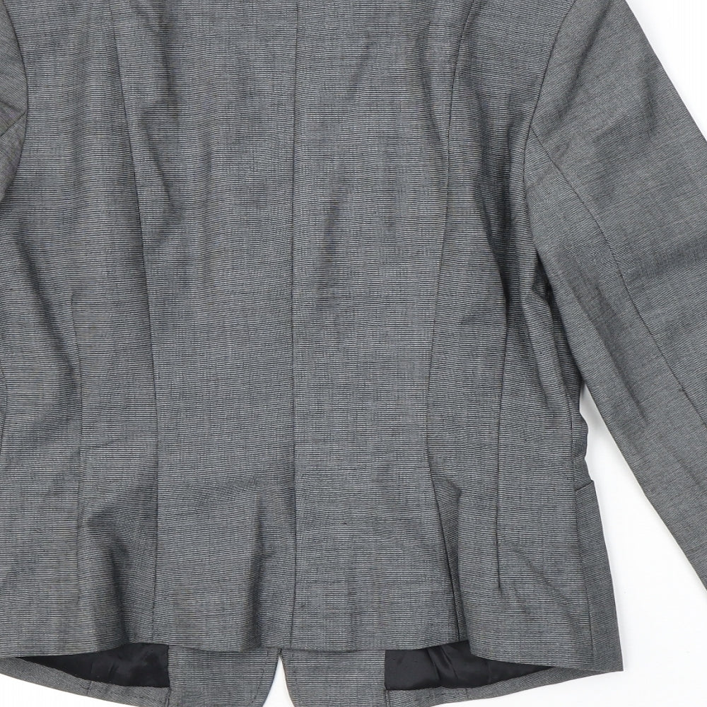 H&M Womens Grey Geometric Polyester Jacket Suit Jacket Size 10