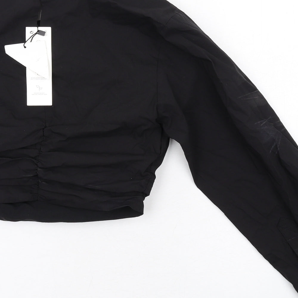 Womens UK Size XS Zara Black Cropped Blouse