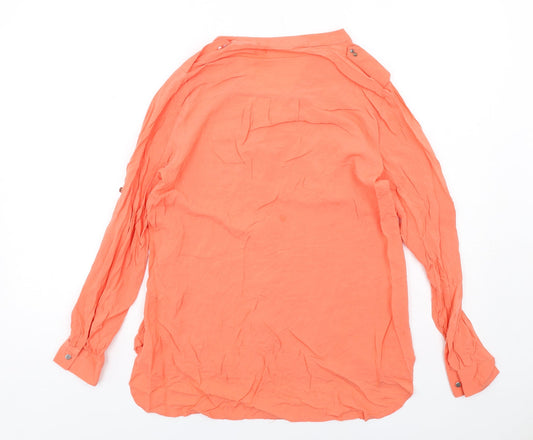 Womens UK Size 10 Oasis Orange Basic Button-Up