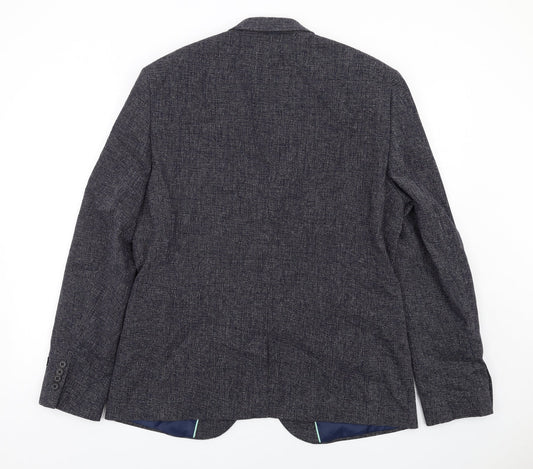 River Island Mens Black Cotton Jacket Blazer Size 44 Regular