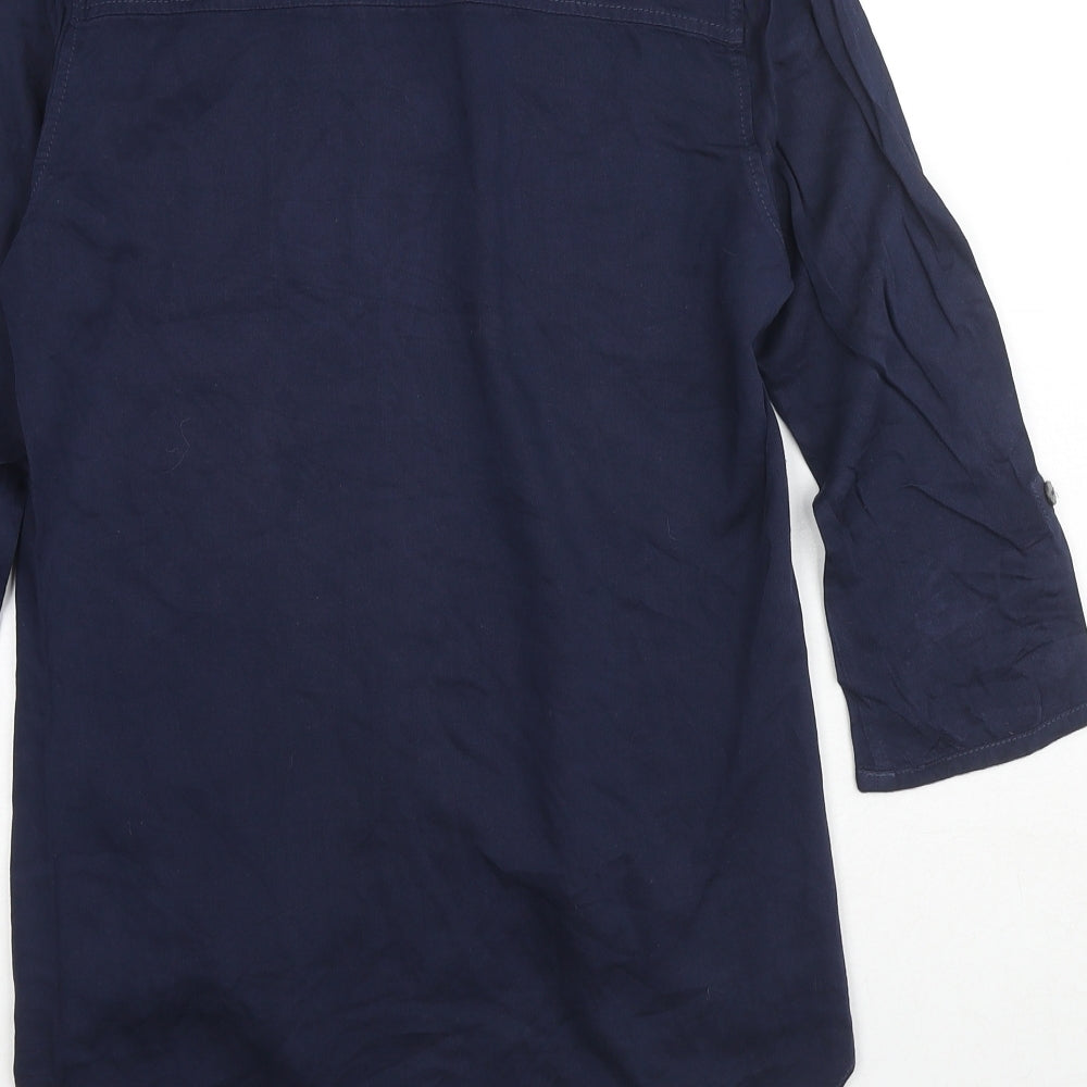 Womens UK Size 6 Sandwich Blue Basic Button-Up