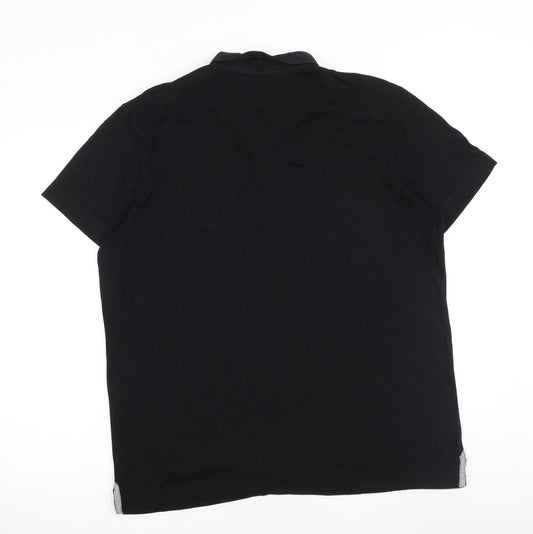 Outrage London Mens Black 100% Cotton Polo Size XL Collared Button