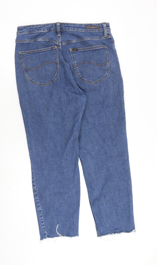 Lee Mens Blue Cotton Straight Jeans Size 31 in Regular Zip