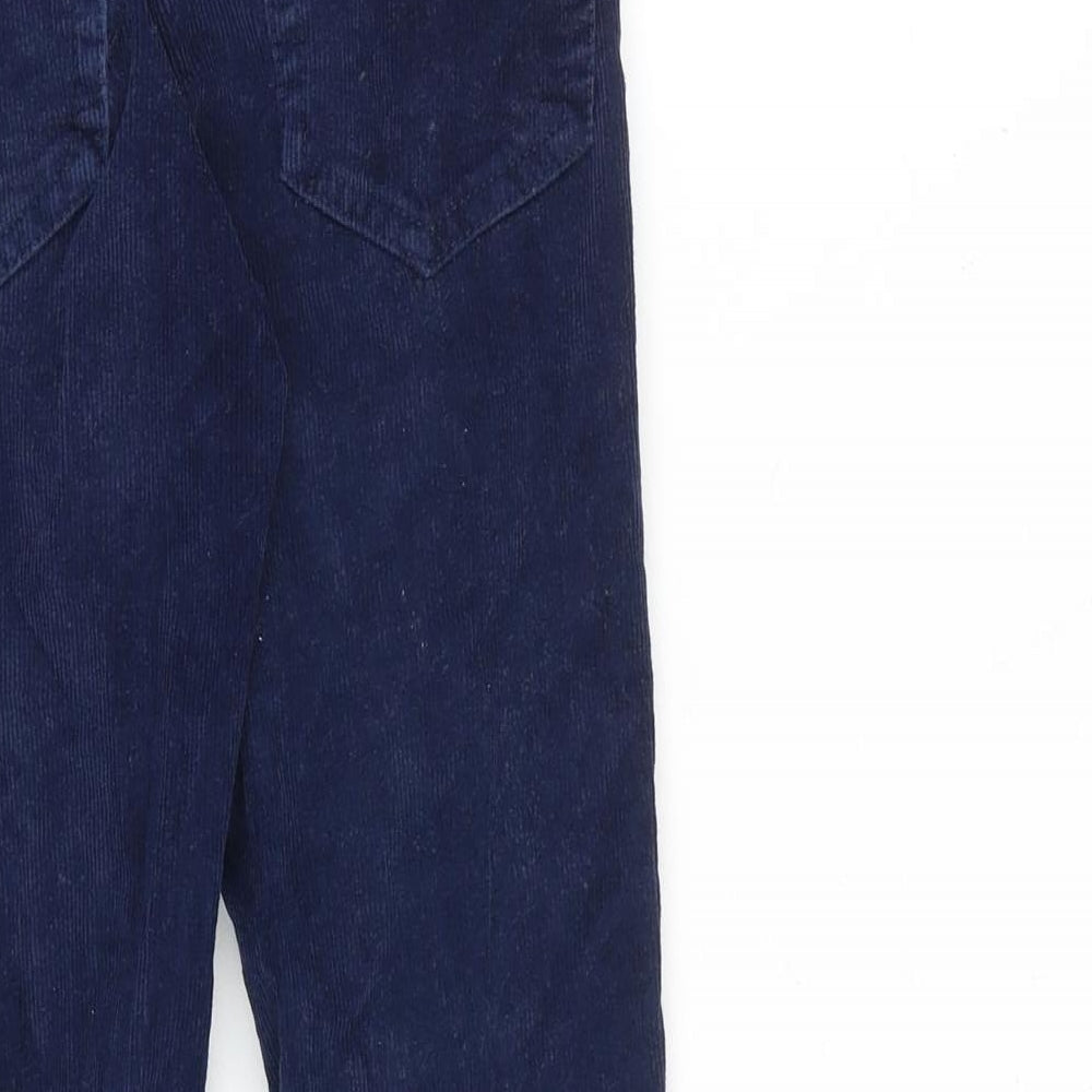 M&Co Girls Blue Cotton Carrot Trousers Size 6-7 Years L21 in Regular Zip