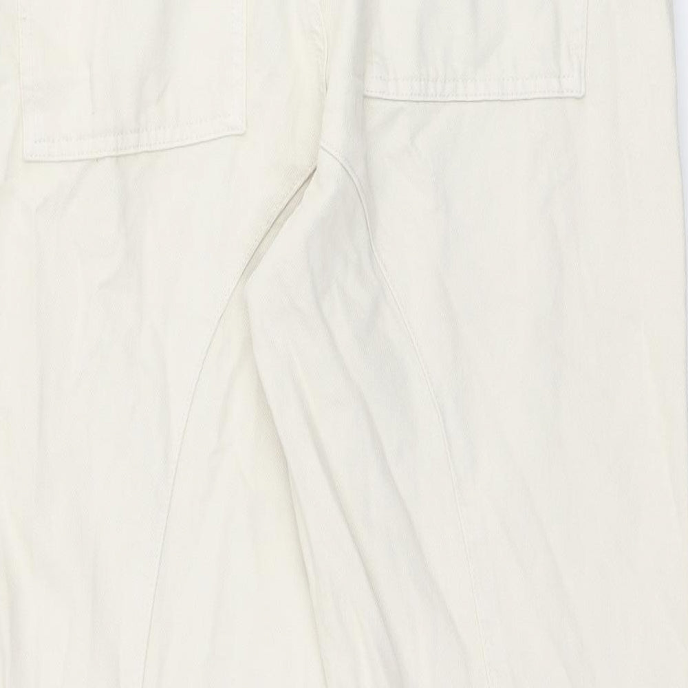 Zara Womens Ivory Cotton Straight Jeans Size L L25 in Regular Zip