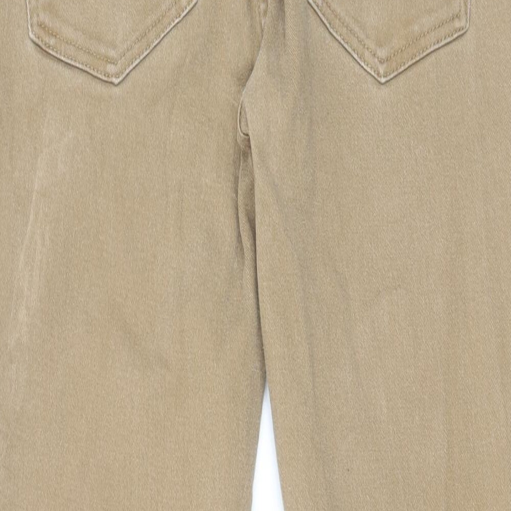 Brand and care label for Denim & Co. men’s beige cotton skinny jeans, size 30, in, 30-inch leg slim zip