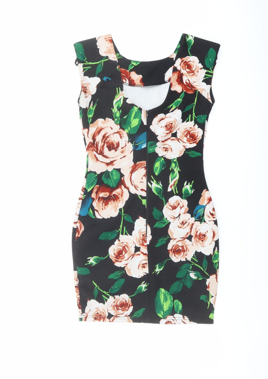 AX Paris Womens Multicoloured Floral Polyester Shift Size 8 Round Neck Zip - Roses