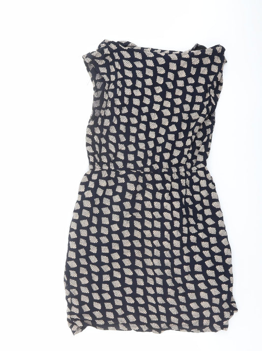 AX Paris Womens Blue Geometric Cotton A-Line Size 12 Boat Neck Pullover