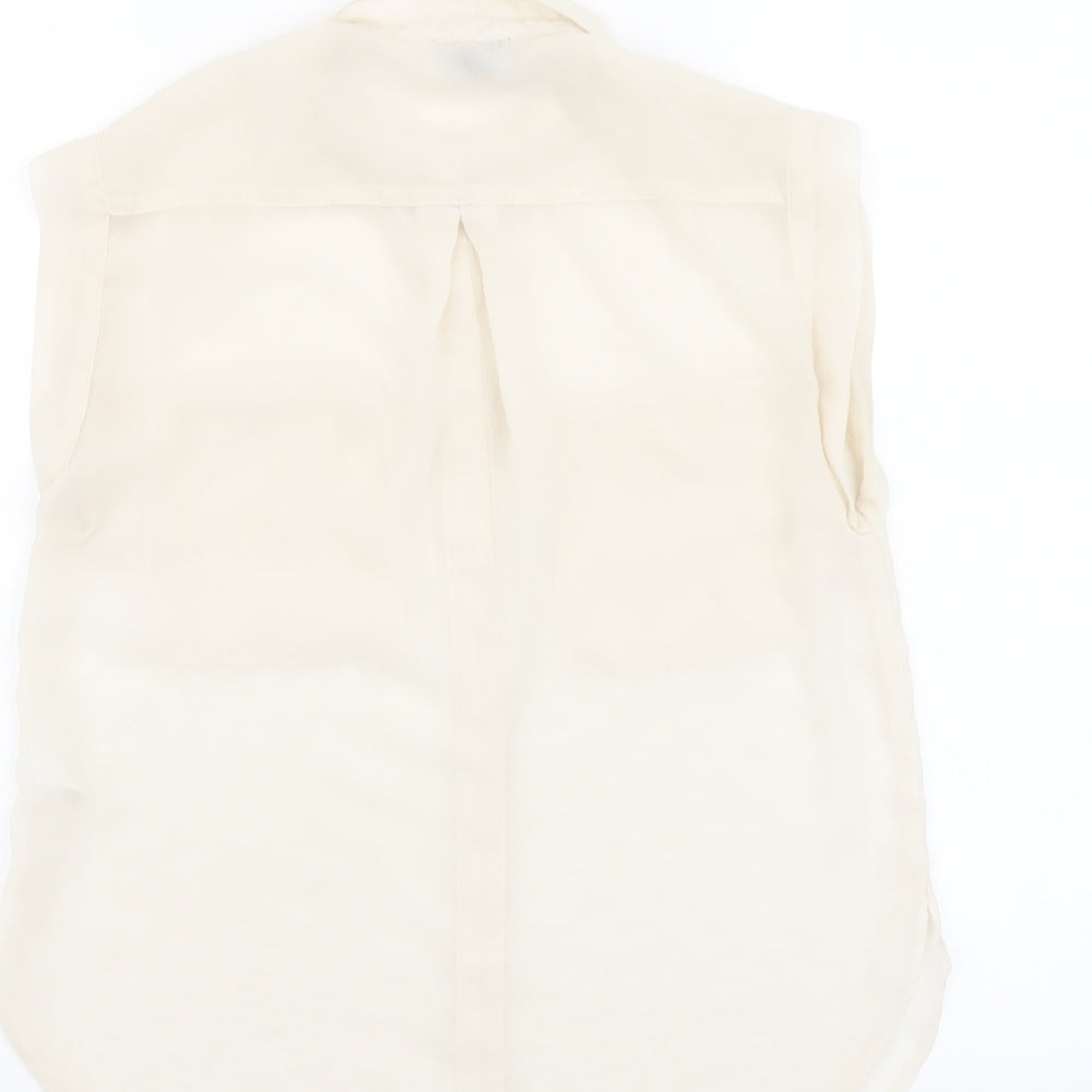 Womens UK Size 6 Topshop Beige Basic Button-Up