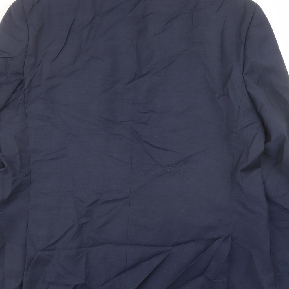 Brand and care label for Autograph men’s blue wool jacket suit jacket, size 44, regular