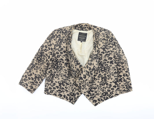 River Island Womens Brown Animal Print Jacket Coatigan Size 8