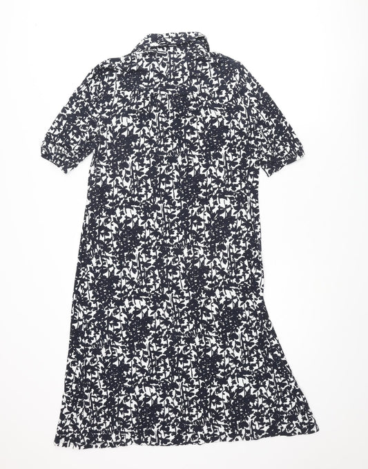 Monsoon Womens Blue Geometric Viscose A-Line Size 10 Collared Pullover