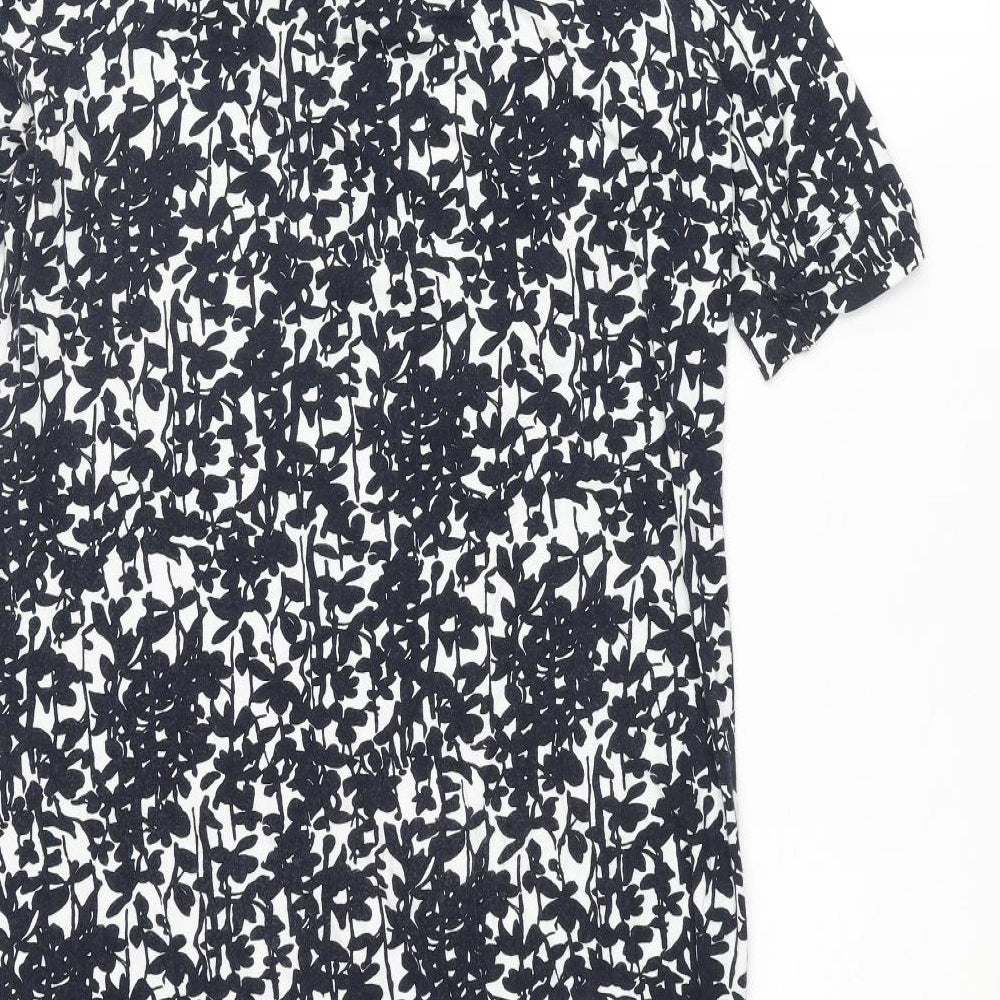 Monsoon Womens Blue Geometric Viscose A-Line Size 10 Collared Pullover